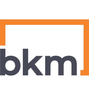 Black and orange BKM Capital Partners logo