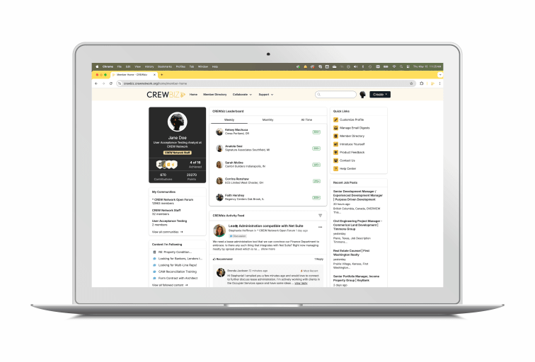 laptop with crewbiz homepage open