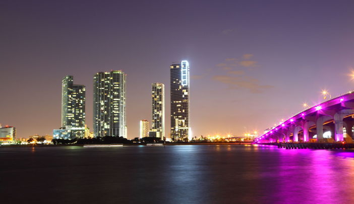 Miami skyline at night